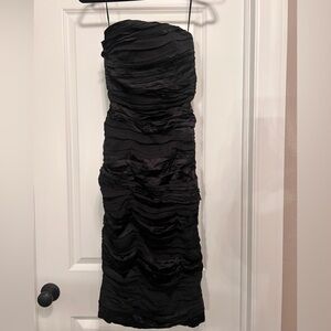 Alicia + Olivia Strapless black midi dress